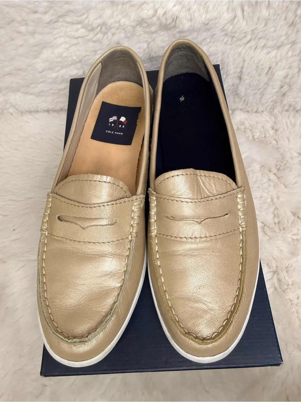 Cole Haan Nantucket‎ Loafers Soft Gold Metallic Leather 7.5B